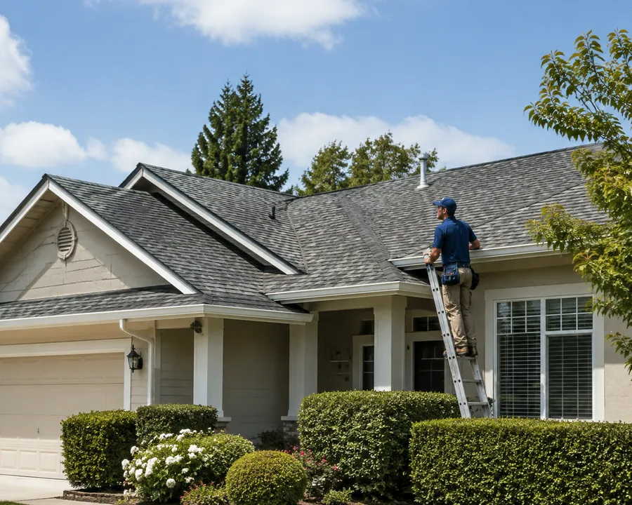 Completed composition roof on a Sacramento area home
