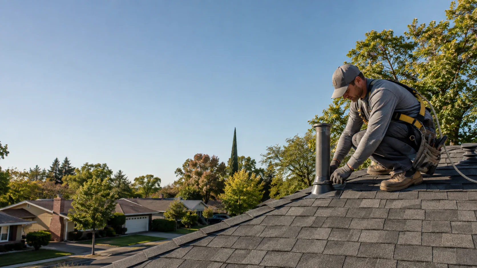Illustrative residential roofing scene in the greater Sacramento area