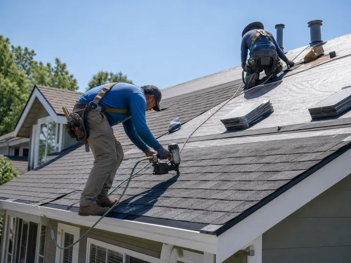 Roof installation scene used as temporary service photography