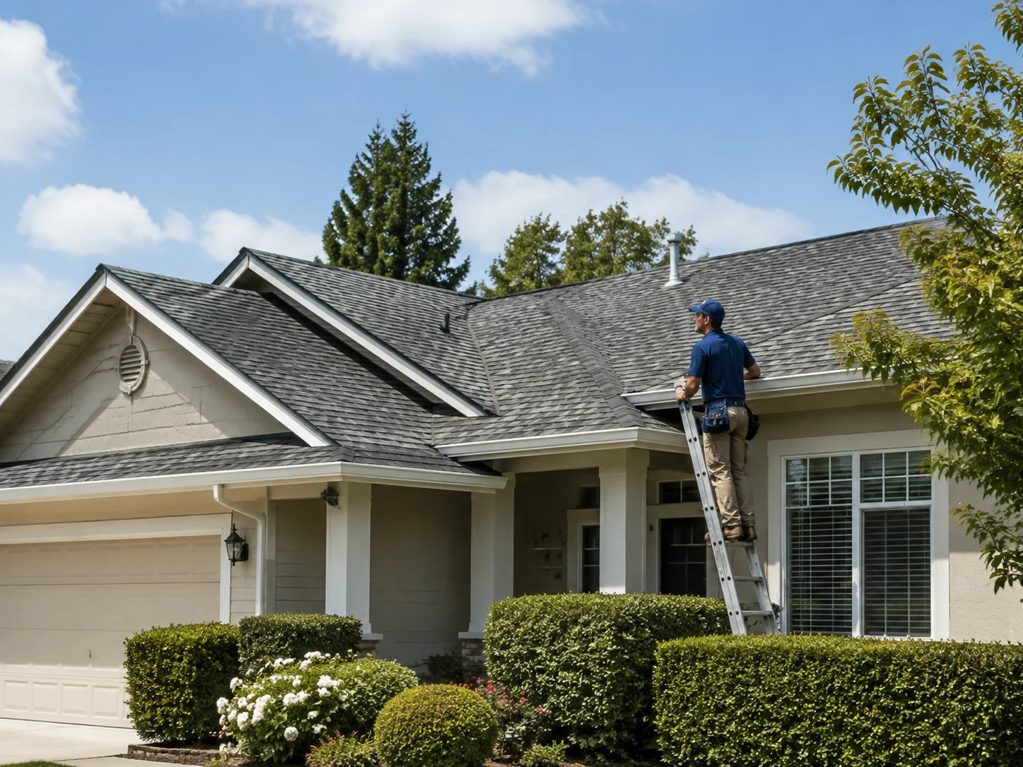 Completed residential roof shown in generated placeholder photography