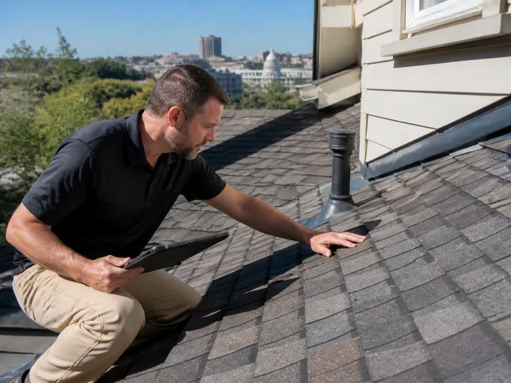 Roof inspection scene used as temporary service photography